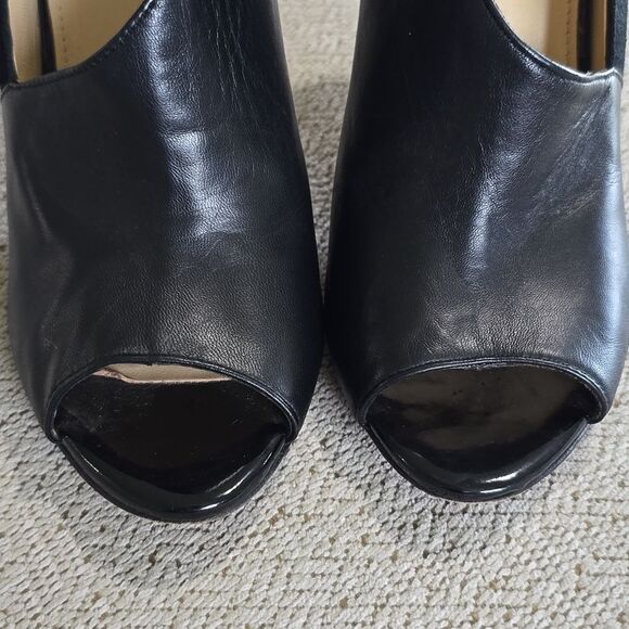 Milana Black Leather Peep Toe Made In Italy Heels - Size 39 - Picture 6 of 16